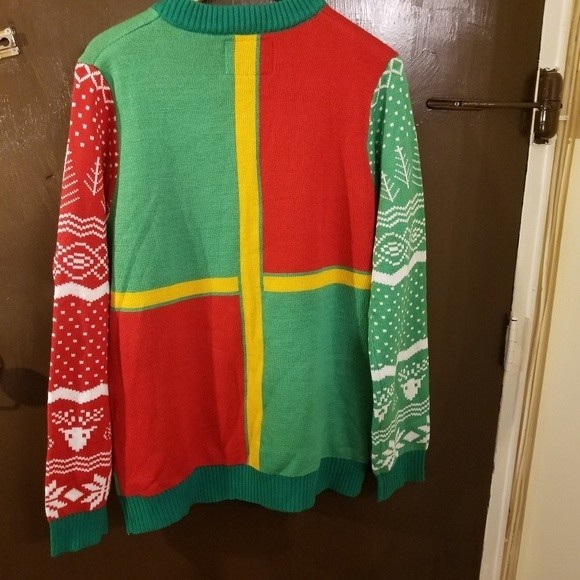 Tipsy Elves Pasta Chips Ugly Christmas Sweater Size Large Bow - Picture 3 of 4